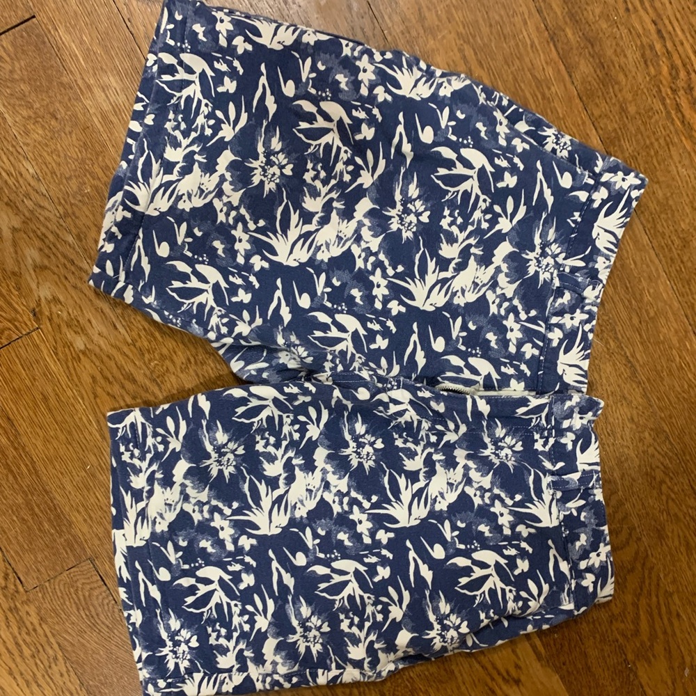 Blue and white print shorts